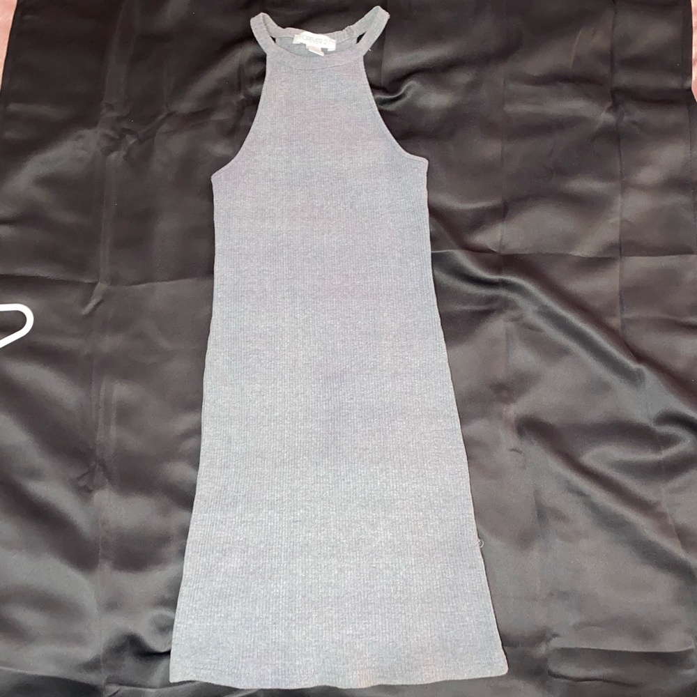 Grey halter bodycon midi dress